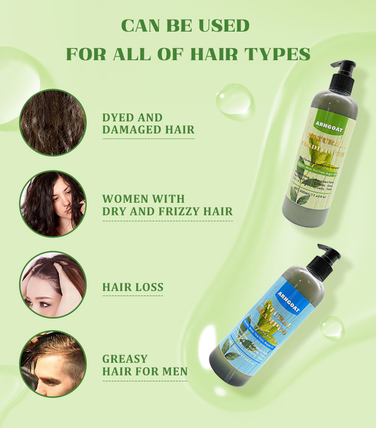 ARHGOAT Organic Natural Hair Care Product Nourishing Shampoo and Conditioner Set Private Label Tea Tree Hair Shampoo