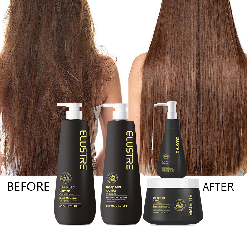 Private Label Luxury Salon Hair Care Deep Sea Black Caviar Extract Hair Care Shampoo and Conditioner Set
