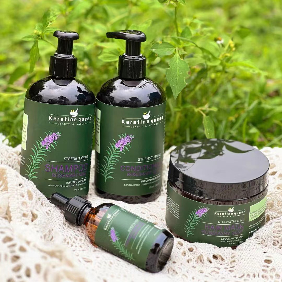 Wholesale Natural Hair Growth Organic Rosemary Mint Hair Shampoo Conditioner Mask and Serum Rosemary Hair Care Set