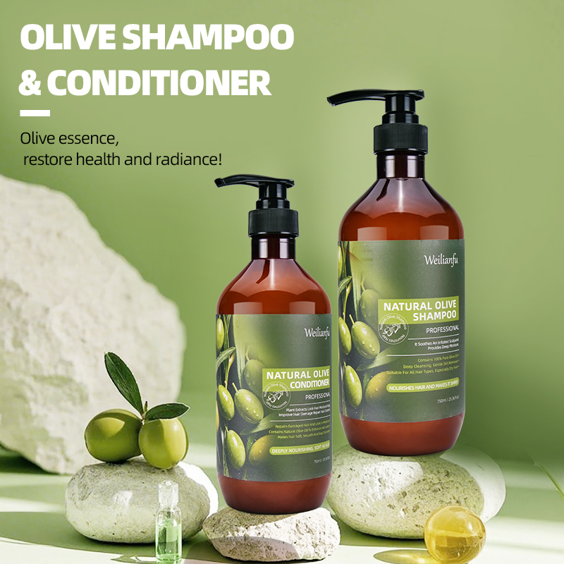 Cosmetic Olive Oil Hair Shampoo and Conditioner Set Oil Control Smoothing and Volumizing Formula for Healthy Hair