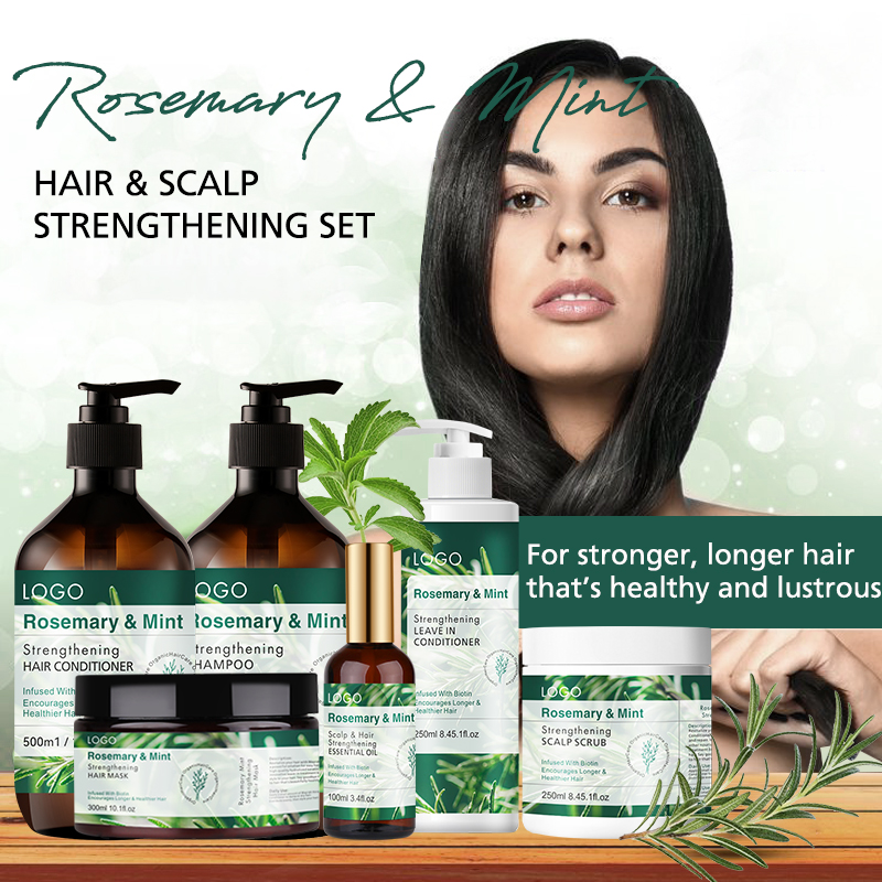 Factory OEM Custom Natural Biotin Rosemary Shampoo And Conditioner Hair Mask Oil For Hair Growth Health Care Set