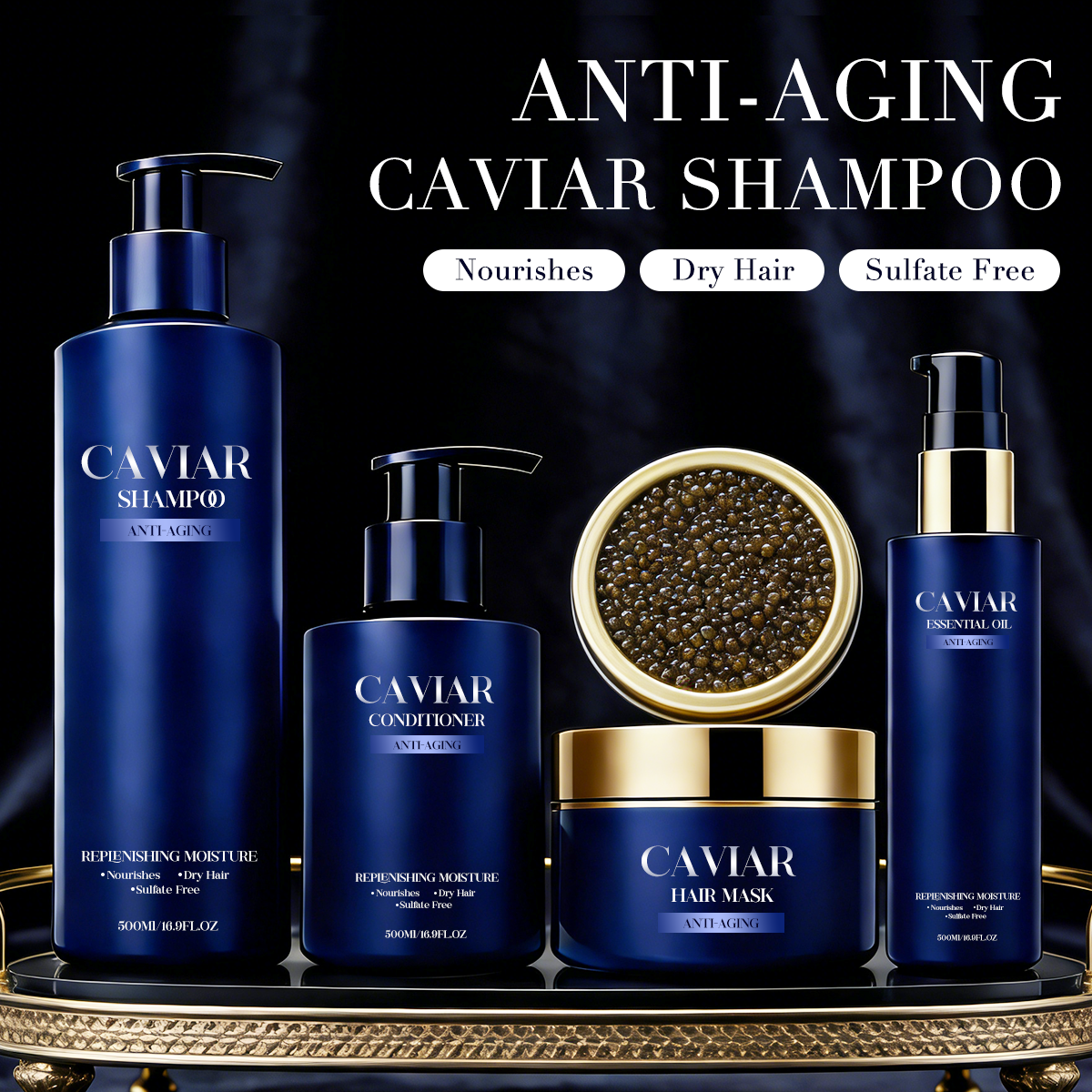 Kooswalla Caviar Hair Care Set Shampoo Keratin Treatment And Mask Deep Repair Salon Professional OEM