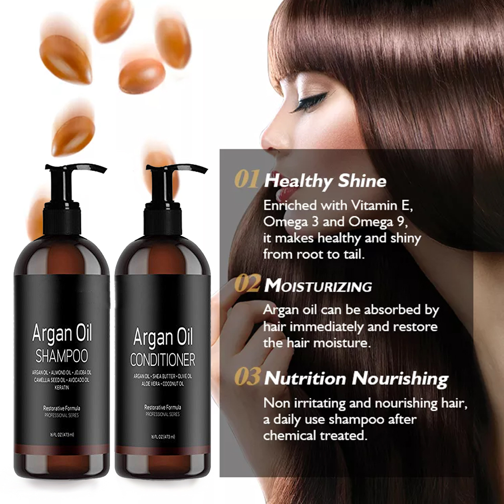 Shampoo Conditioner Private Label OEM Nature Organic Rich Care Hair High Nutrition Argan Oil Biotin Collagen Hair Shampoo
