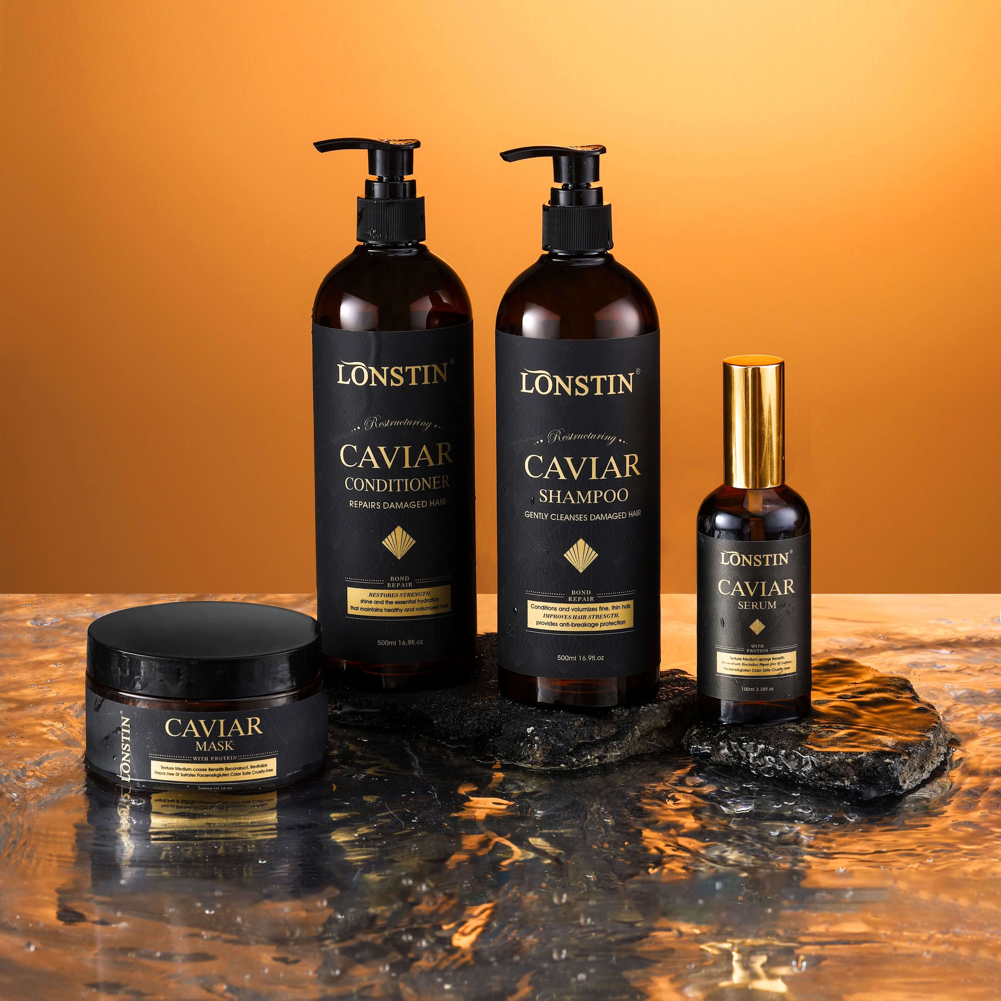 OEM Caviar Sulfate Free Shampoo Custom Logo Luxury Kid Hair Care Set Products Organic Protein Caviar Shampoo and Conditioner