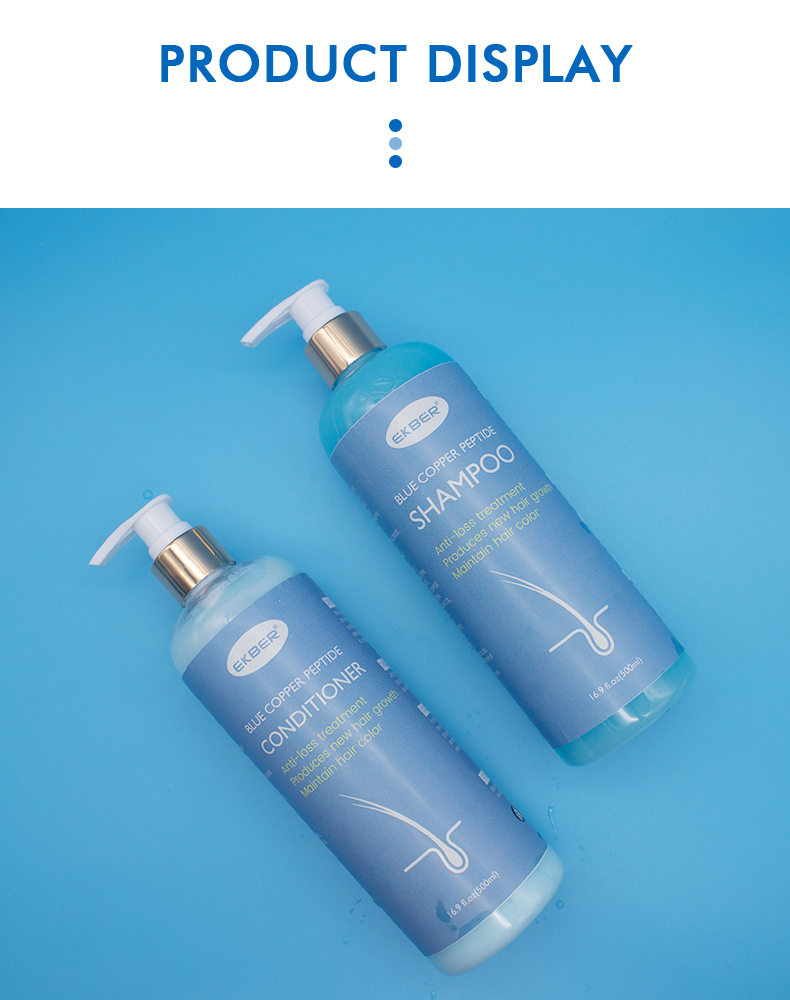 Customize Logo Ekber Natural Hair Luxury Blue Copper Peptide Shampoo Kit Hair Care Growth Color Protection Shampoo
