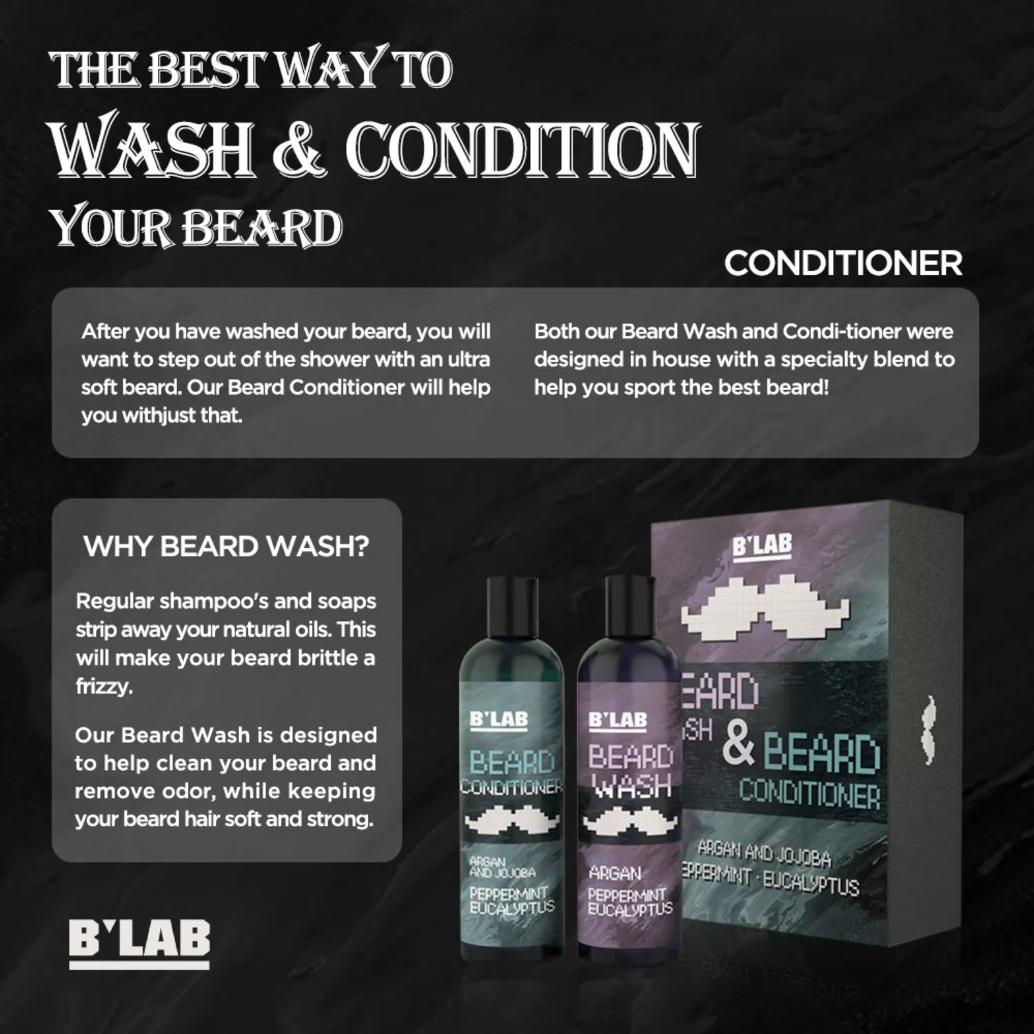 Men Gift Set Beard Care Oil Products Male Shampoo Conditioner Grooming