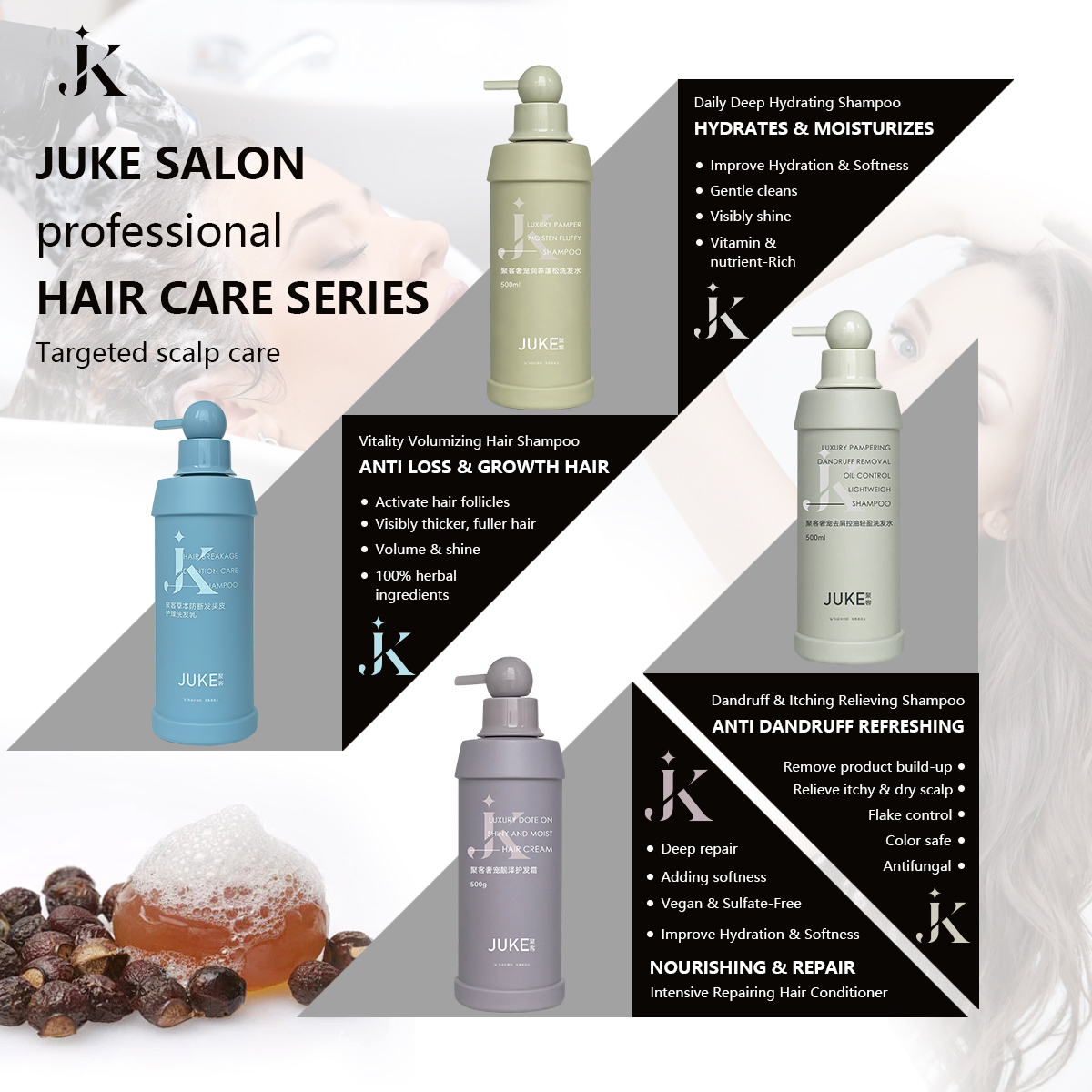 500ml Salon Luxury Hair Care Products Zero Waste Grow Revitalizing Damage Repair Shampoo Customable With Logo