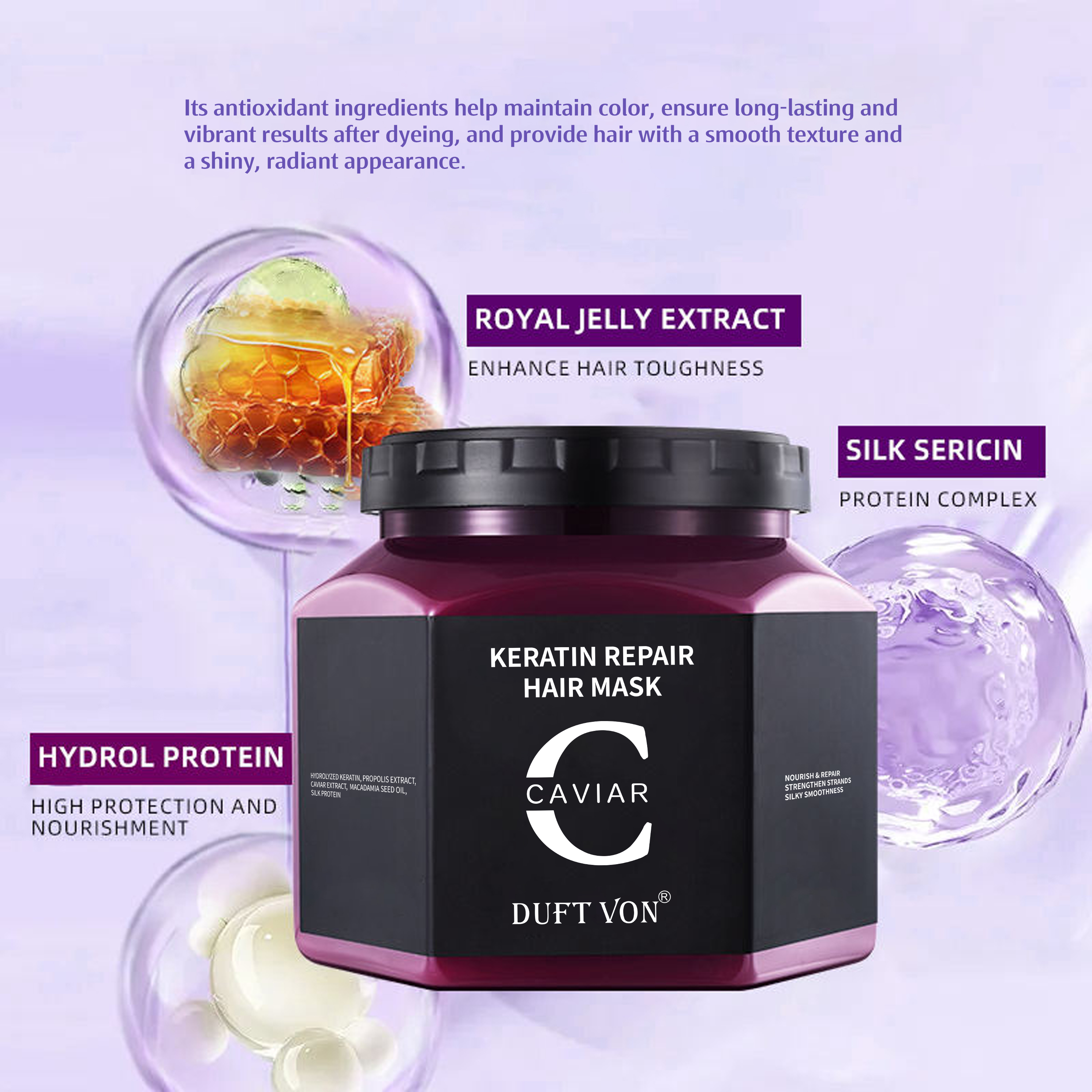 Caviar Honey Hair Care Set Shampoo Conditioner Mask Sulfate-Free Organic Protein Formula Luxury Custom Logo OEM