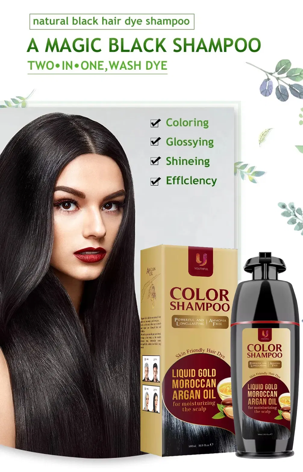 Dye Permanent Herbal Fast Black Hair Shampoo 1