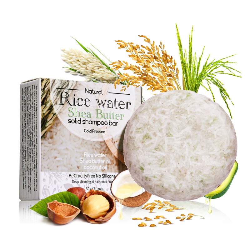 Private Label Natural Organic Handmade Tea Tree Oil Rice Water Solid Shampoo Bar for Oily Hair Skin Care Growth Strengthening
