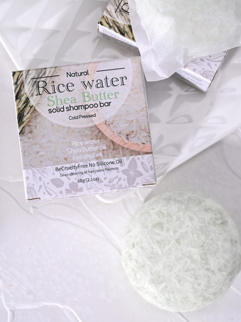 Private Label Natural Organic Handmade Tea Tree Oil Rice Water Solid Shampoo Bar for Oily Hair Skin Care Growth Strengthening