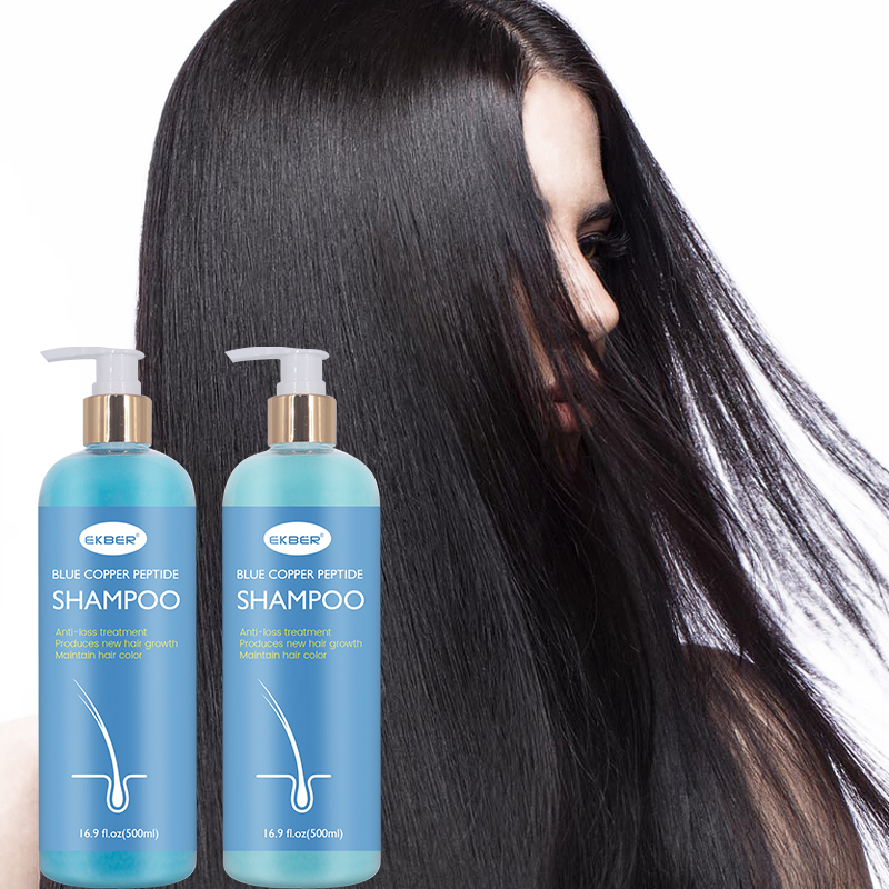 Customize Logo Natural Hair Luxury Blue Copper Peptide Shampoo Hair Care Growth Color Protection Shampoo