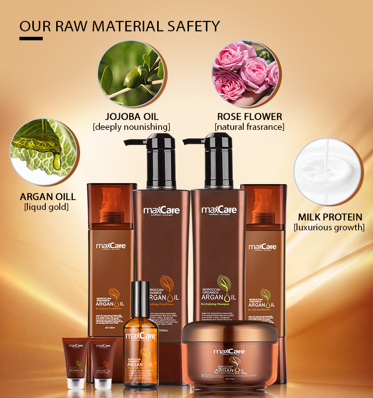 OEM Maxcare Custom Luxury Private Label Set Sulphate-Free Natural Argan Oil Shampoo Conditioner Organic Nourishing Fluffy