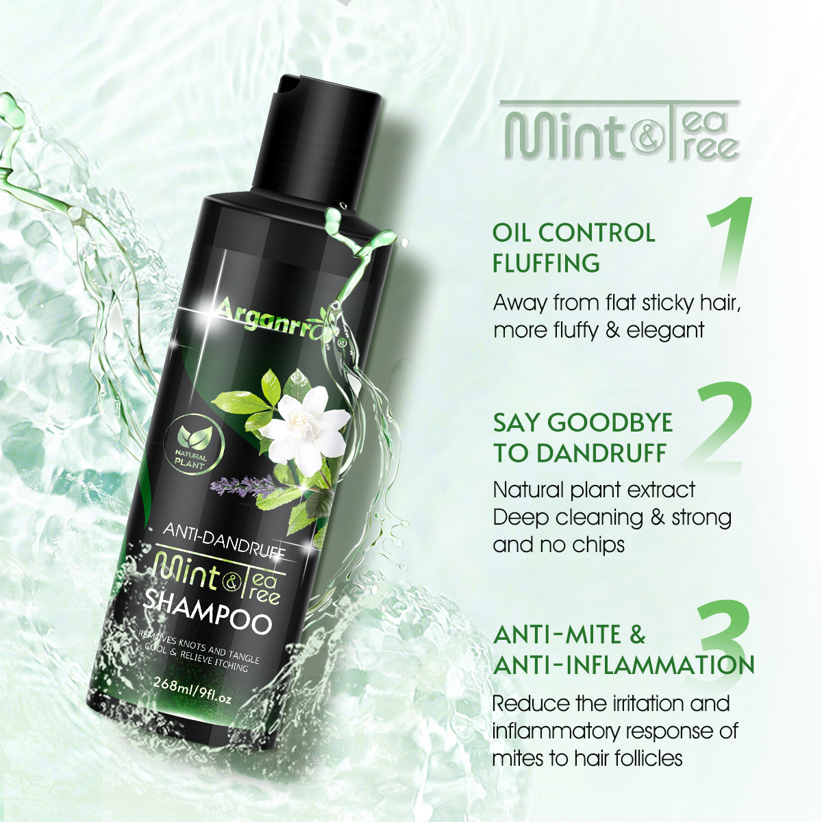 OEM Private Label Scalp Itching and Scalp Treatment Women Tea Tree Mint Perpermint Shampoo