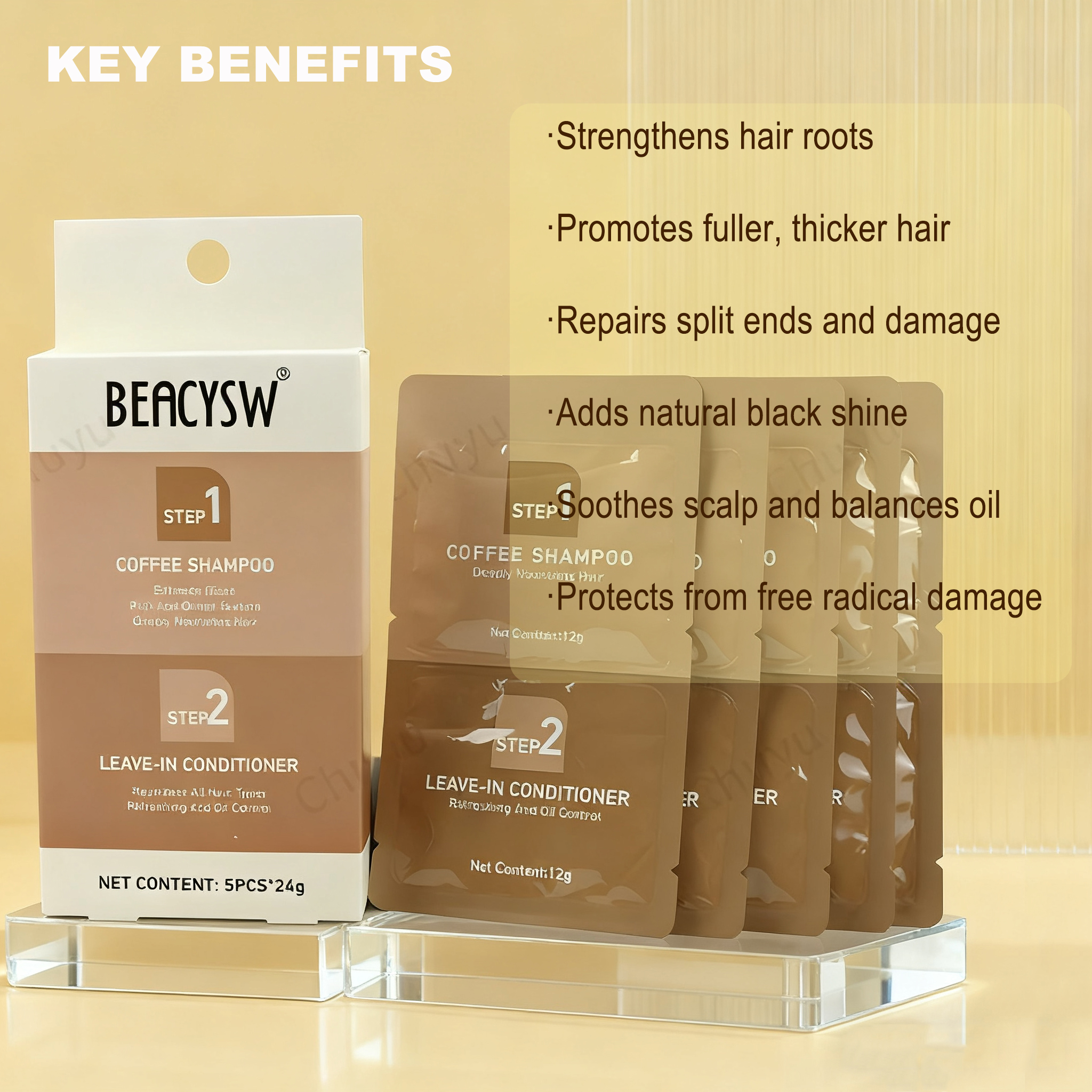 Caffeine &amp; Caviar Hair Thickening Set - Strengthening Shampoo &amp; Conditioner for Damaged Repair, Nourishing Scalp Care, Shine