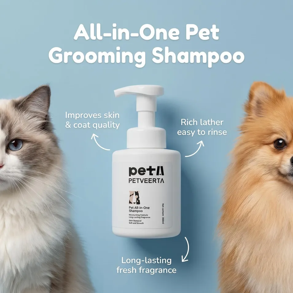 Professional Manufacturer OEM ODM Natural 6-in-1 Pet All-in-One Shampoo, Clean Deodorize Detangle Formula for Dogs & Cats, Private Label Available