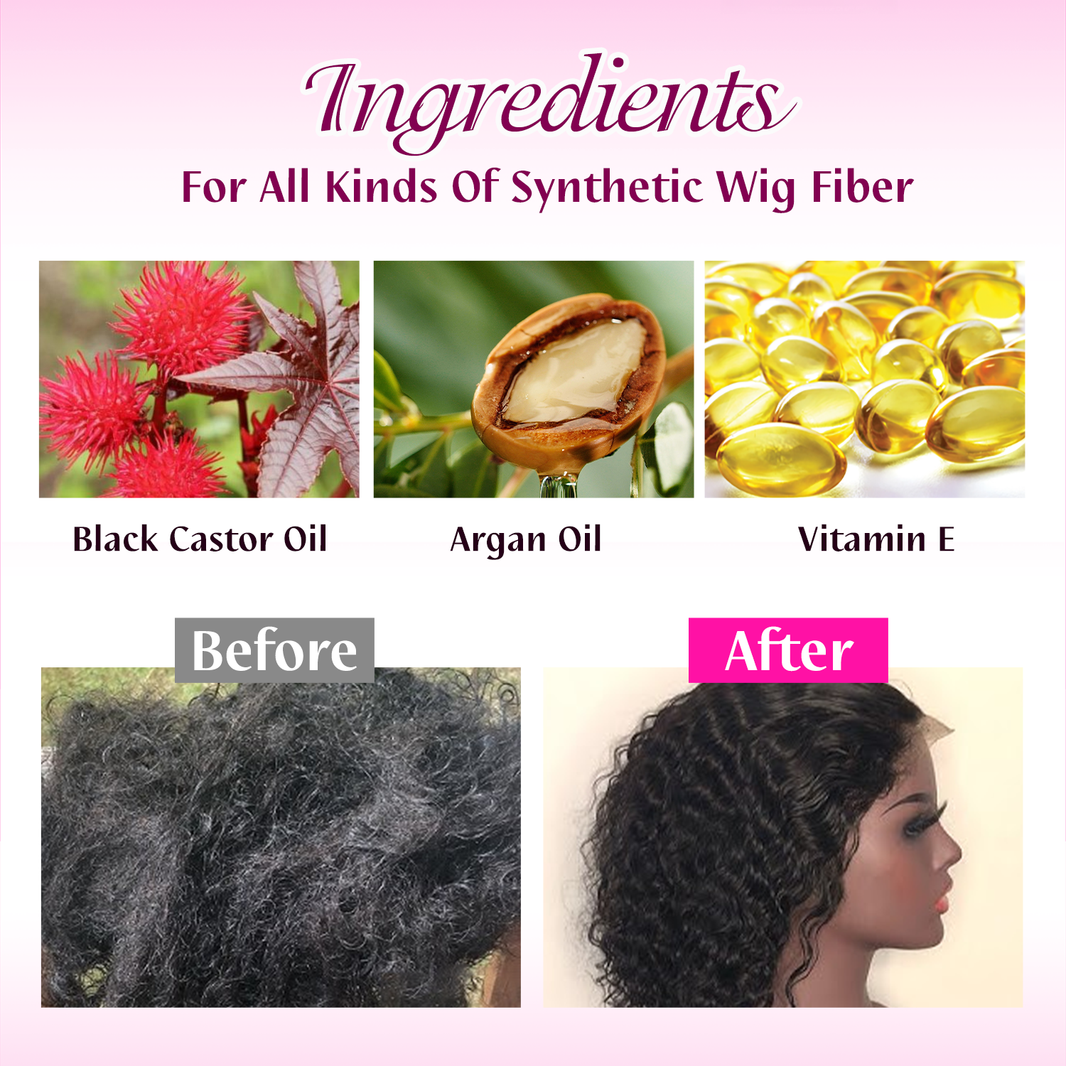 Private Label &amp; OEM/ODM Natural Organic Castor Oil Strengthening Repair Wig Hair Shampoo