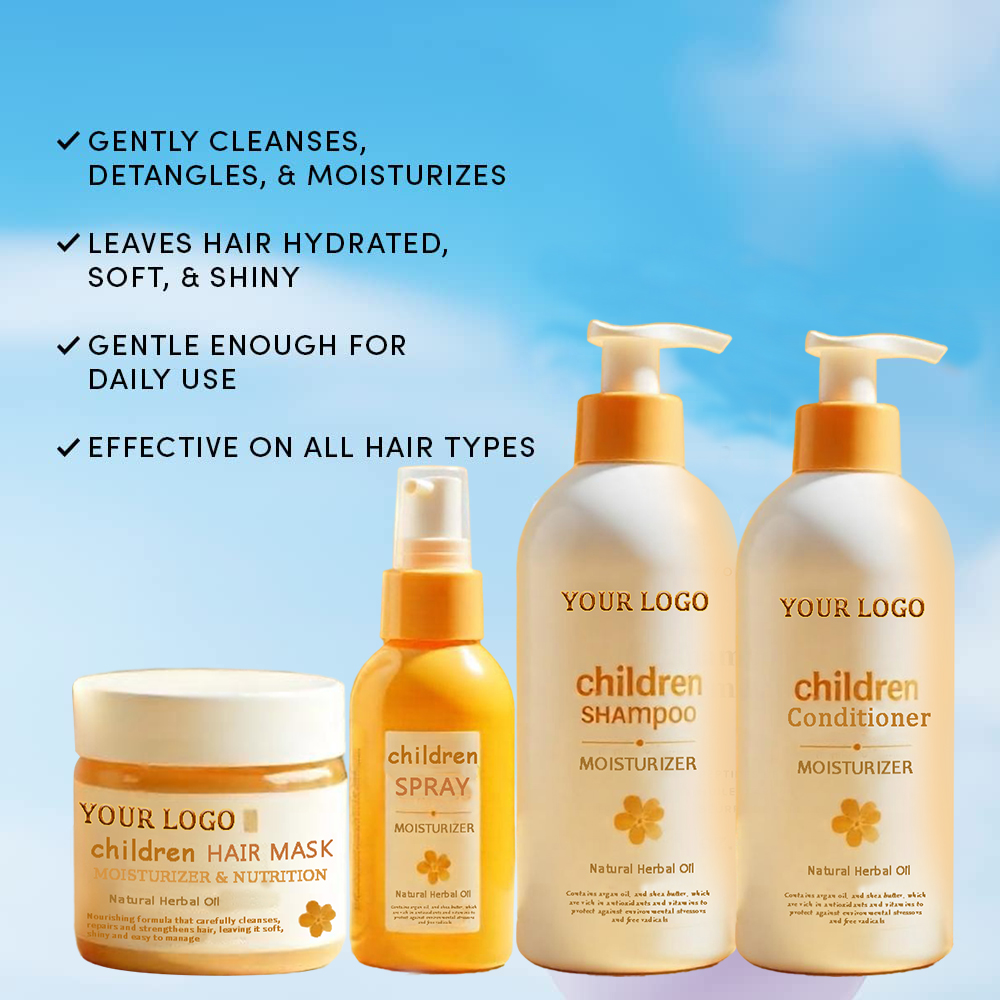 Deep Cleaning and Moisture Hair Care Set for Children Private Label Natural Organic Kid Shampoo and Conditioner Sulfate Free
