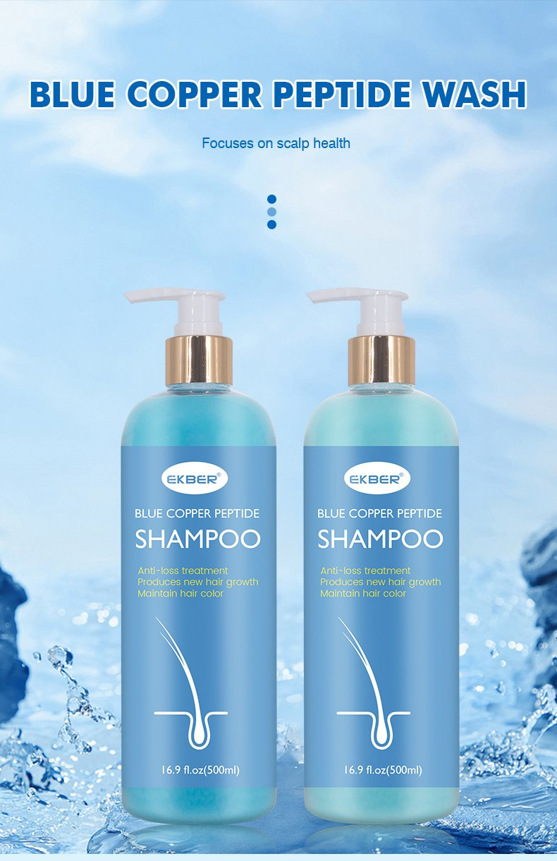 Customize Logo Ekber Natural Hair Luxury Blue Copper Peptide Shampoo Kit Hair Care Growth Color Protection Shampoo