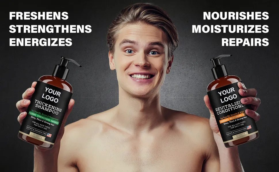 Beauty Cosmetics Hair Care Deep Cleaning Thickening Revitalizing Men's Conditioner and Shampoo