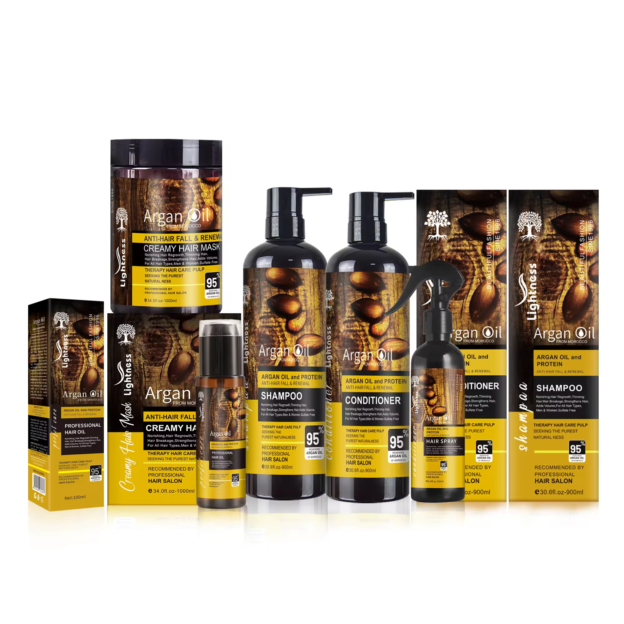 Morocco Natural Organic Argan Oil Shampoo Conditioner Hair Mask Shower Gel Set
