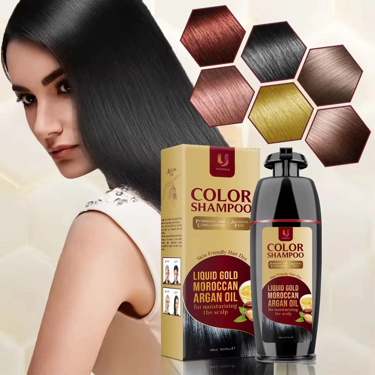 Hot Selling 6 Coloring Dye Permanent Herbal Fast Black Hair Shampoo