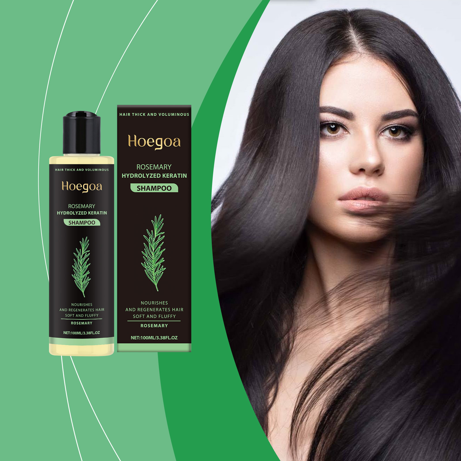 HOEGOA Babies Rosemary Hydrolyzed Keratin Anti-Dandruff Smoothing Fluffy Shampoo Herbal Plant Extract Nourishes Regenerates Hair