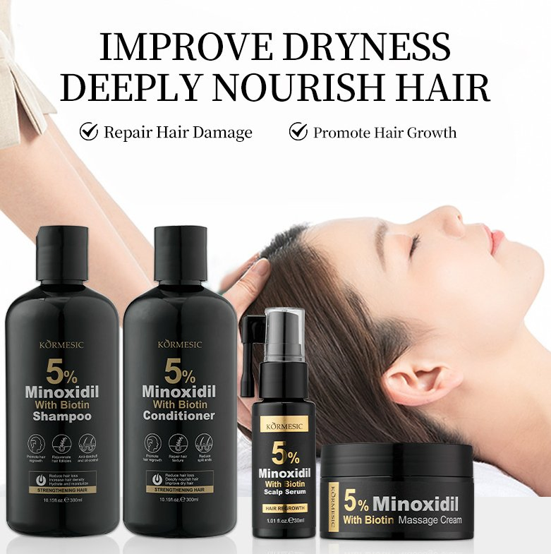 Online Wholesale and Retail 5% Minoxidil Repair Damaged Volumizing Hair Treatment Natural Hair Growth Hair Shampoo &amp; Conditioner Hair Serum Hair Mask Hair Set