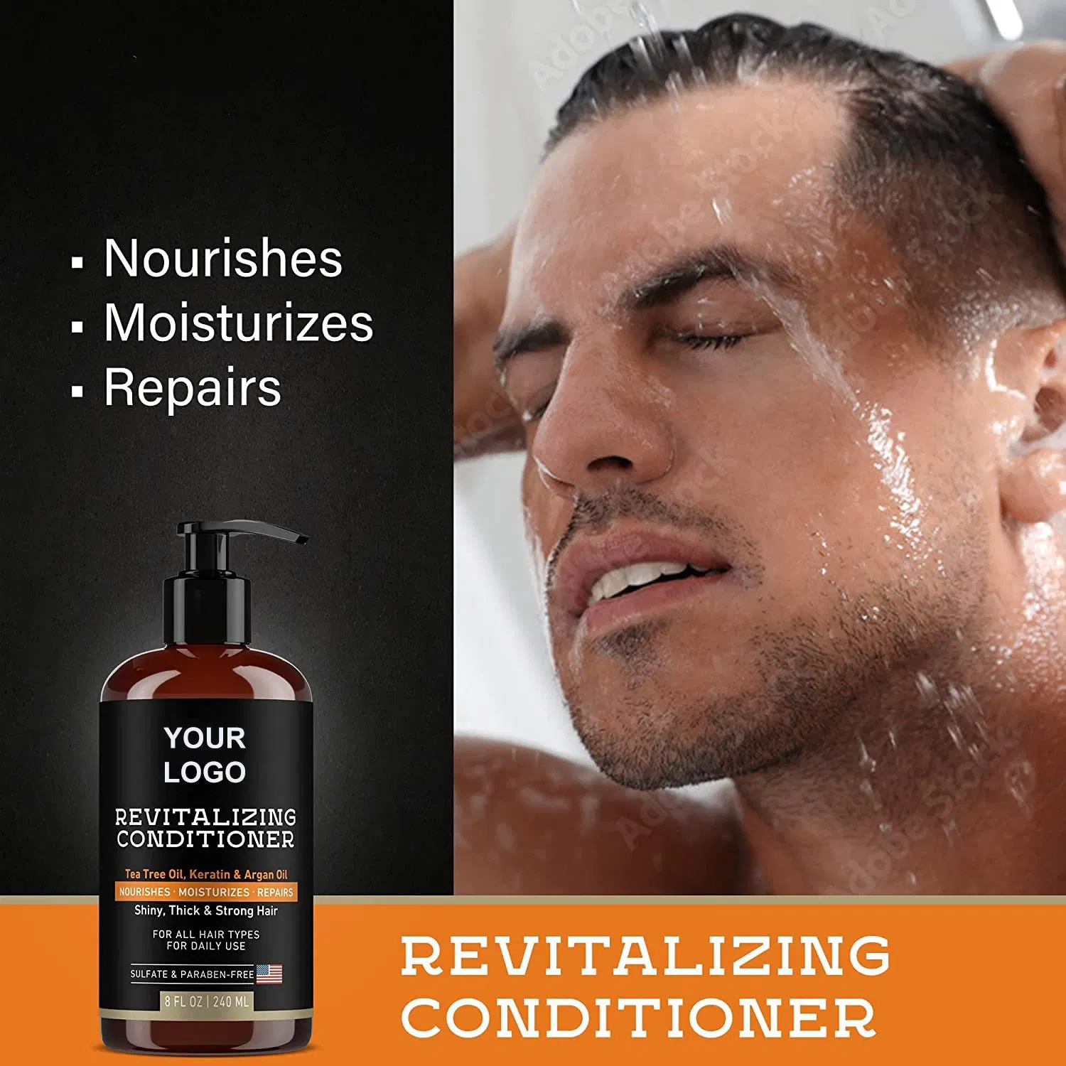 Beauty Cosmetics Hair Care Deep Cleaning Thickening Revitalizing Men's Conditioner and Shampoo
