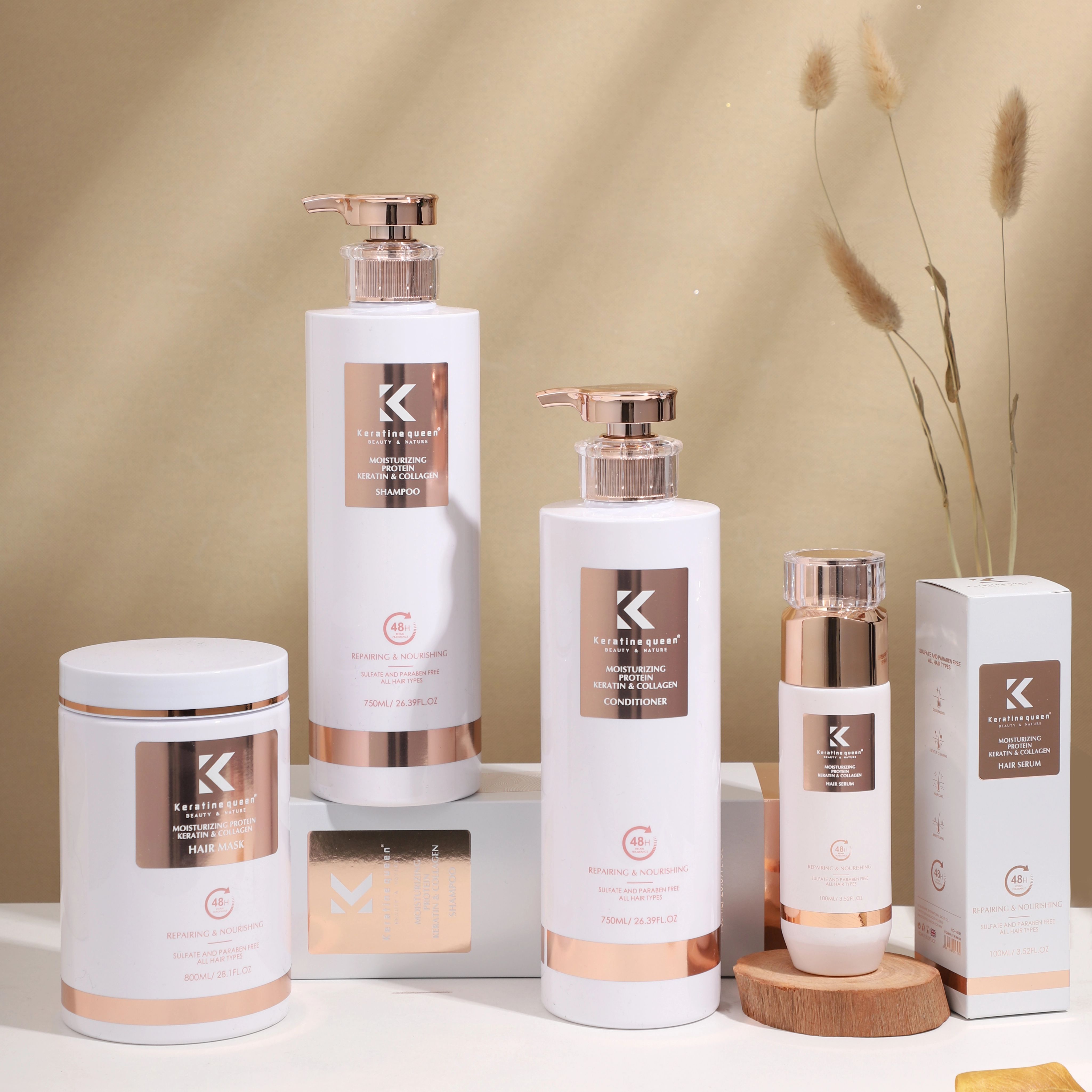 750mL Professional Natural Organic Argan Oil Collagen Nourishing Repair Damaged Shampoo Conditioner Hair