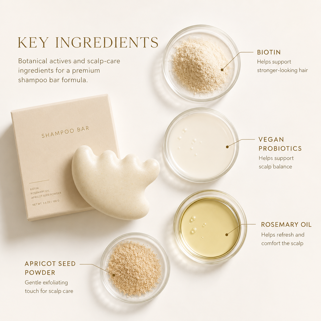 Private Label Biotin Rosemary Oil Solid Shampoo Bar Vegan Probiotics Organic Extracts Hair Growth Soap Sulfate Free OEM ODM