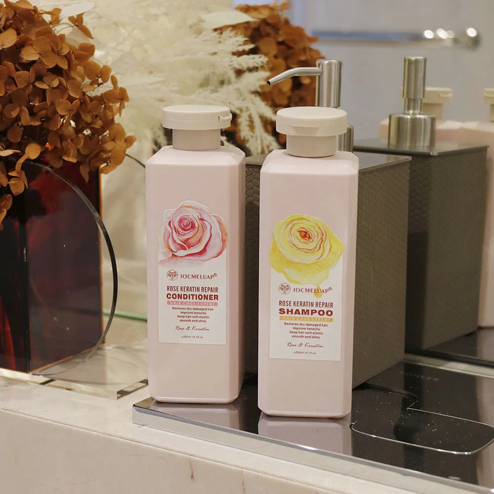 Private Label Smooth Repair Anti-Loss Organic Natural Salon Professional Argan Keratin Rose Hair Shampoo and Conditioner Set