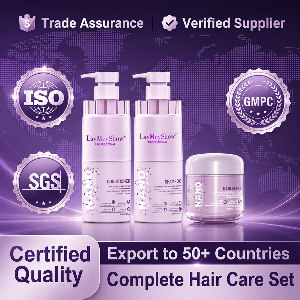 Hot Sell Pink Nanoplastia &amp; Botox Shampoo Kit 500 ml Strengthens Moisturizing Smoothing Hair Luxury Hair Care Sets