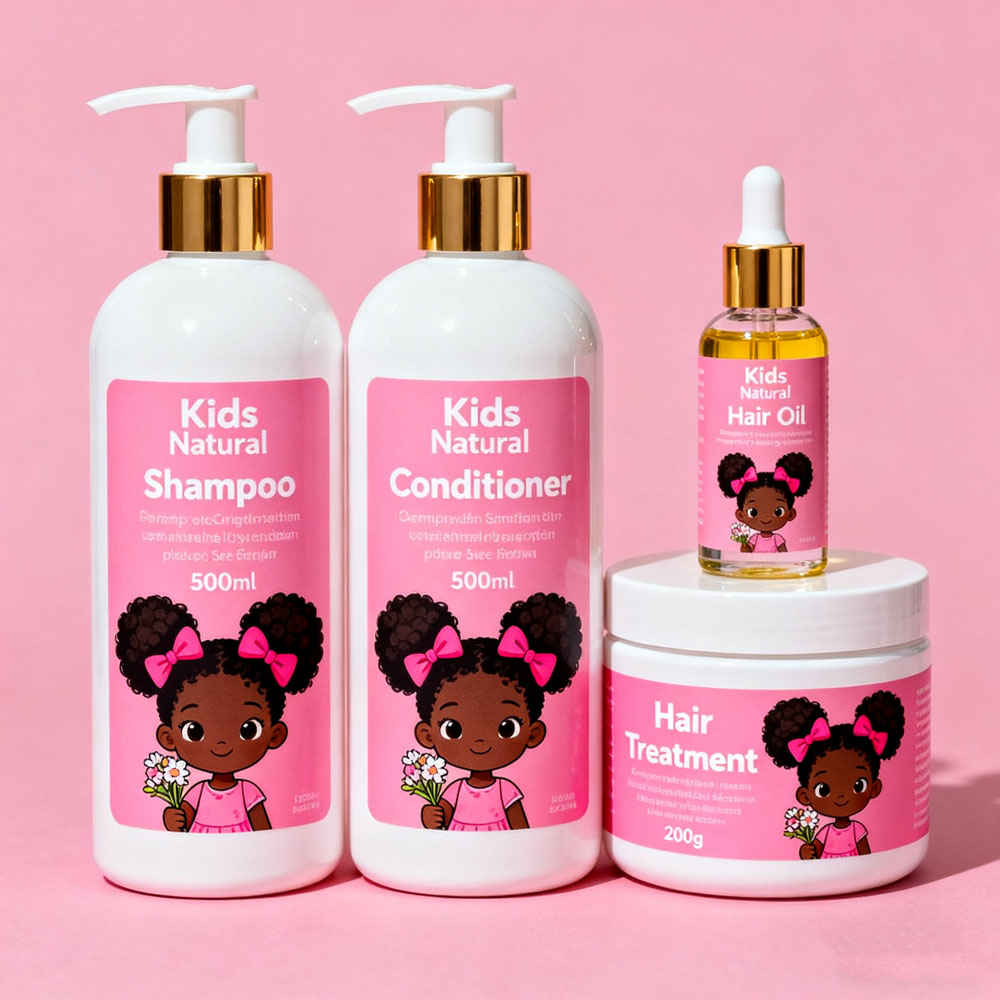 Kids Shine Curly Care Shampoo Conditioner Curl Defining Butter Cream Hair Growth Oil Tear-Free Formula