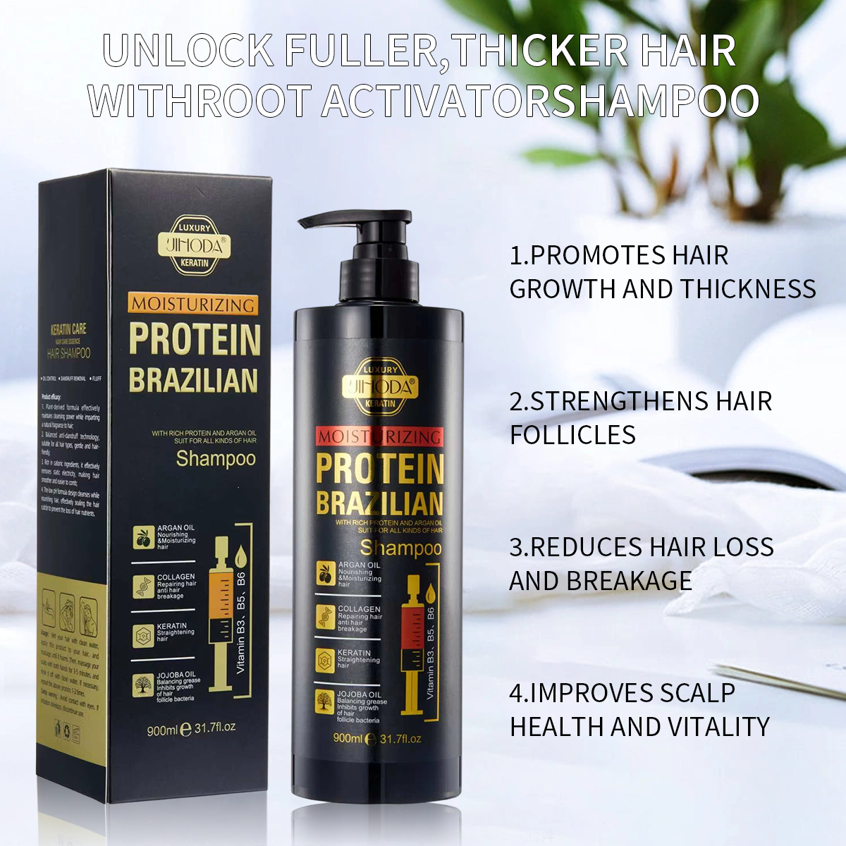 Private Label Organic Keratin Jojoba Oil Anti-Dandruff Shampoo Vegan 2-IN-1 Formula Deep Cleaning Repairing Moisturizing Cream