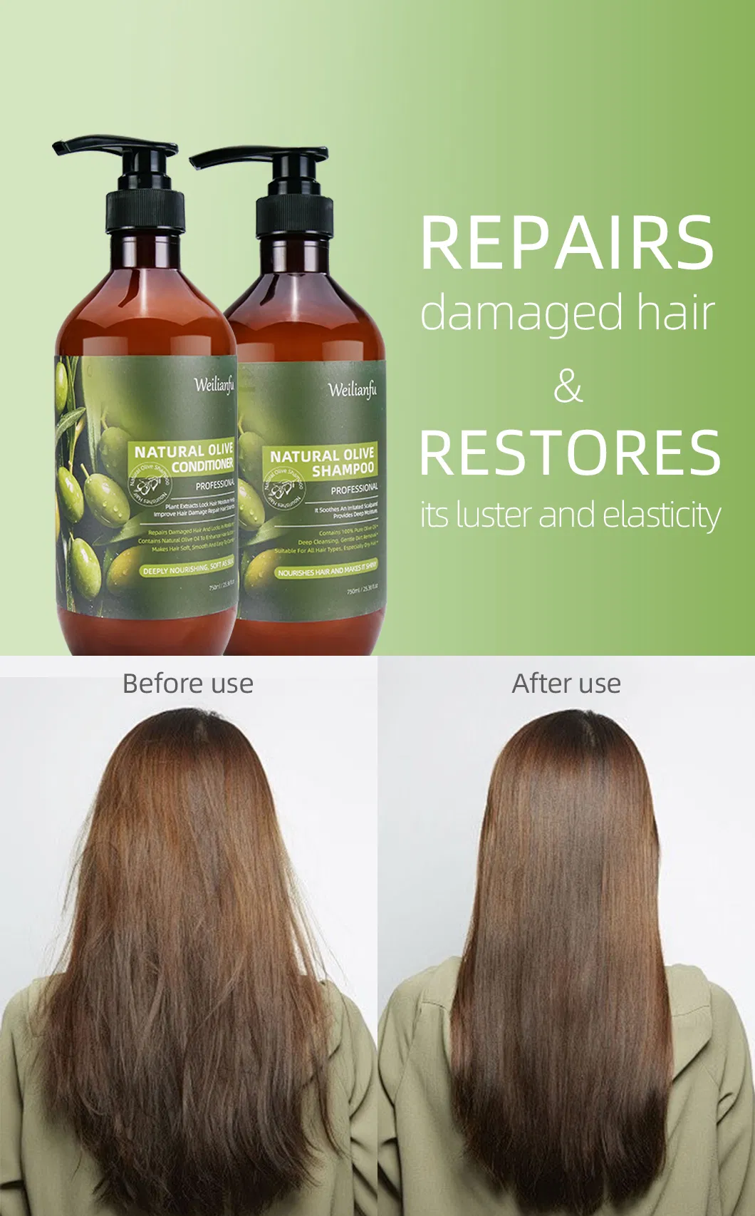 Cosmetic Olive Oil Hair Shampoo and Conditioner Set Detail 4