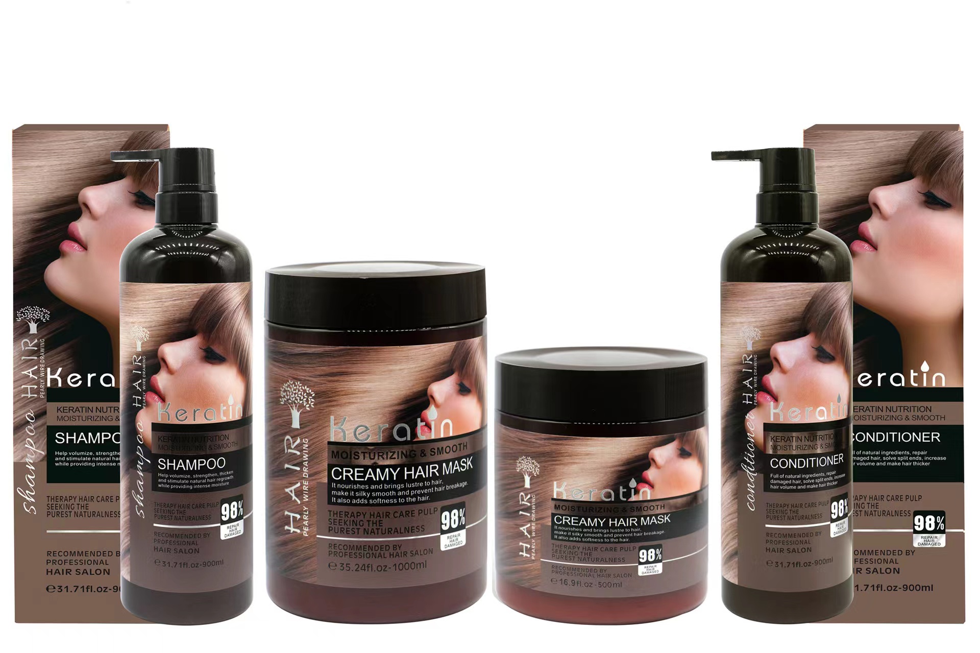 OEM Private Label Hair Mask Conditioner Luxury Keratin Shampoo Hair Care Product Set