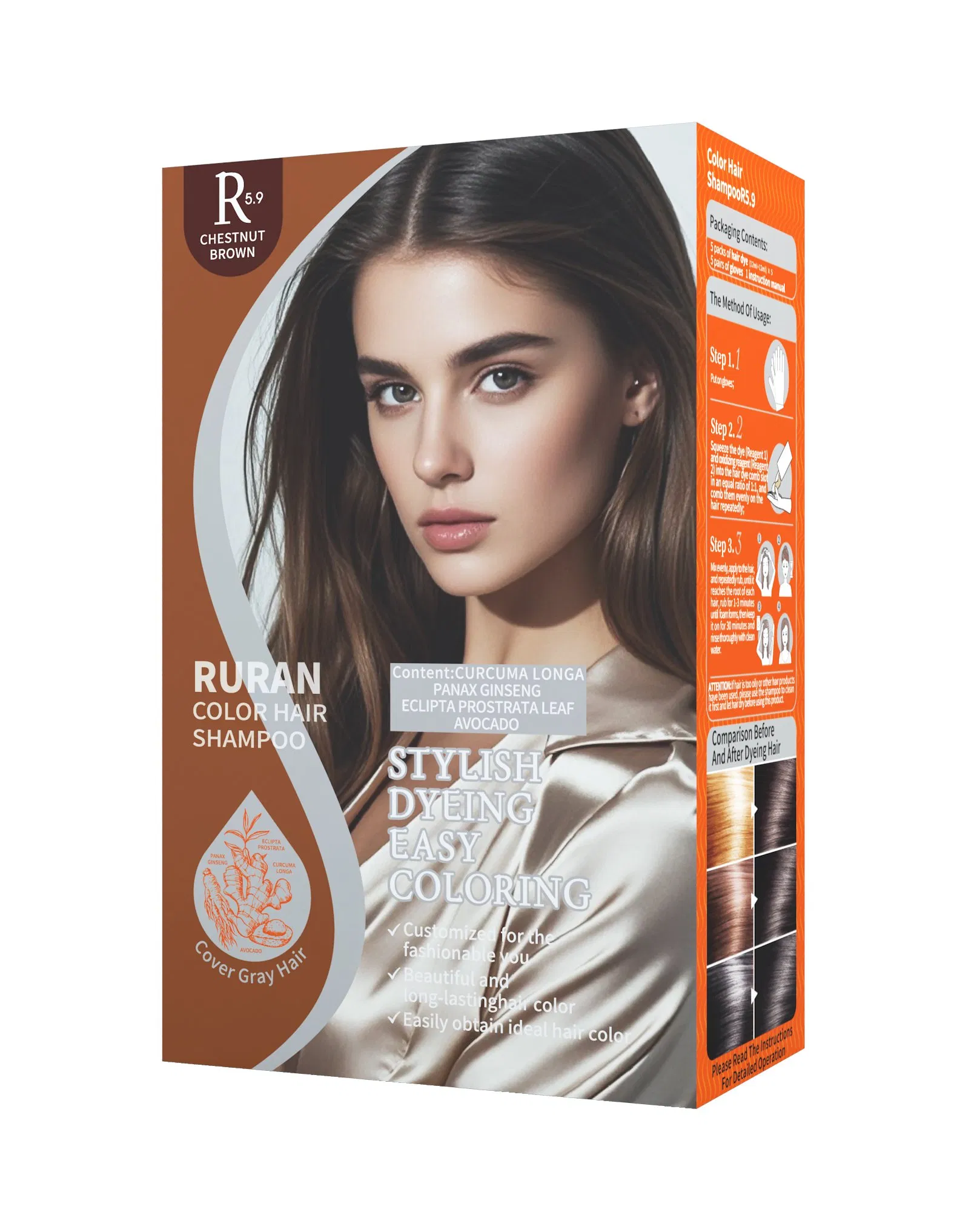 Wholesale Price Cosmetics Natural Herbal Hair Color Shampoo Home Use
