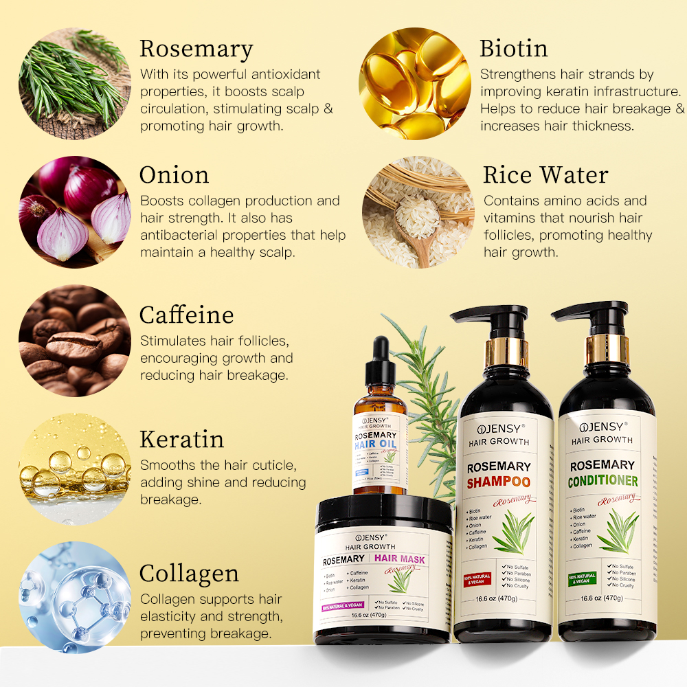 OEM Hair Care Set Restoration Growth Anti-Dandruff Argan Oil Rosemary Custom Keratin Shampoo and Conditioner Hair Growth Oil