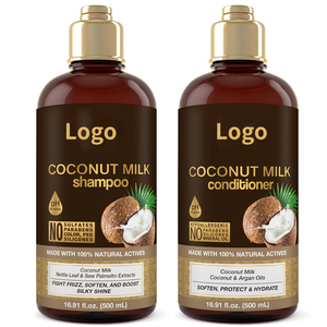 Coconut Oil Shampoo and Conditioner Dry Damaged Hair Smooth Deep Nourish Strengthen Herbal Milk Hair Scalp Care Set