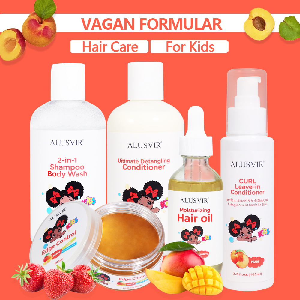 Kids Best Organic Baby Hair Care &amp; Styling Products Curly Set Shampoo and Conditioner Hair for Black Kids Private Label