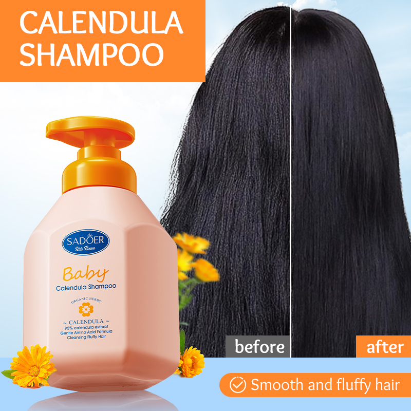 OEM SADOER Private Label Baby Calendula Amino Acid Fluffy Gently Shampoo Wholesale Nourishing Smoothing Hair Care Kid Shampoo