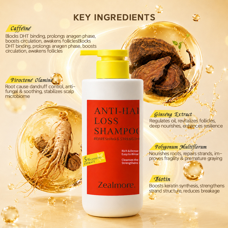 Newest Anti Hair Loss Shampoo Root Strengthening Extend Hair Growth Cycle DHT Blocker Caffeine Ginseng Anti Hair Loss Shampoo