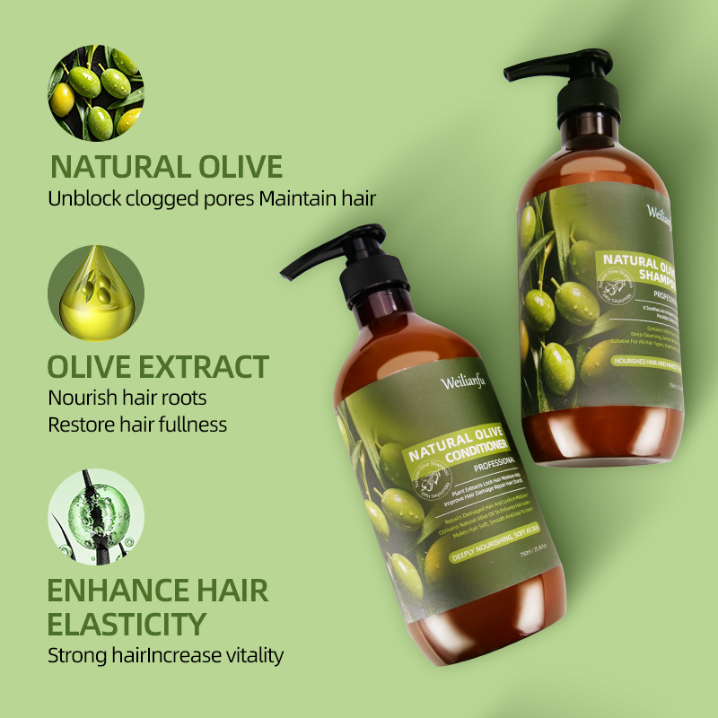 Cosmetic Olive Oil Hair Shampoo and Conditioner Set Oil Control Smoothing and Volumizing Formula for Healthy Hair