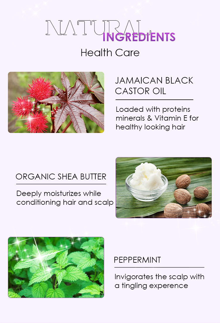 Sulfate Free Shea Butter Black Jamaican Castor Oil Shampoo Repair Moisturize Grow Healthy Hair for Damaged Dry Curly Frizzy