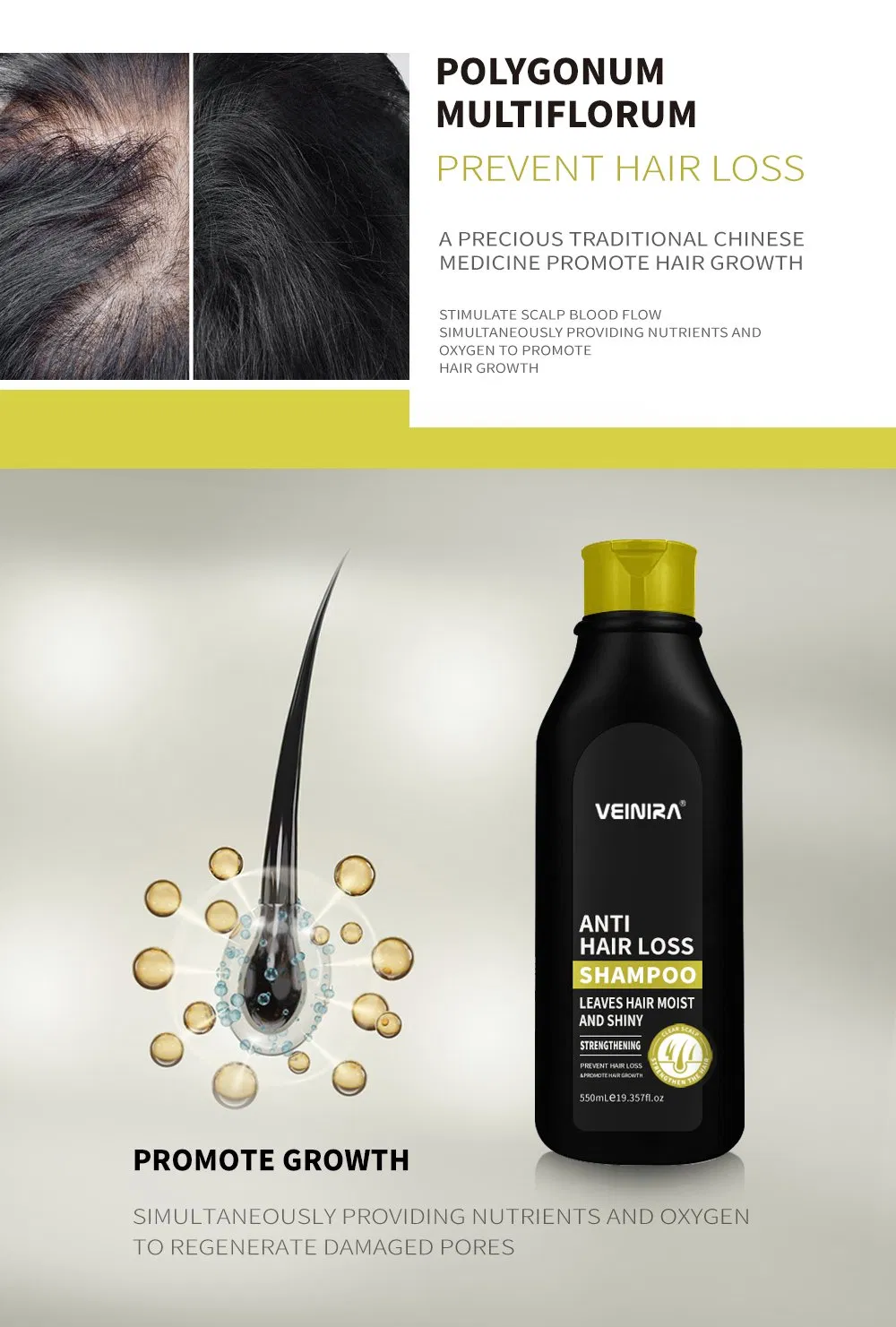 Veinira Hair Growth Shampoo for Anti Hair Loss Thickening &amp; Volumizing with Ginger