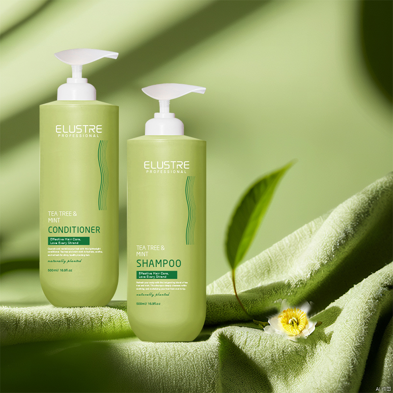 Mint Tea Tree Anti-Dandruff Nourishing Shampoo for Salons Spas | Sulfate-Free 2-in-1 Cleanser | OEM Private Label Herbal Hair