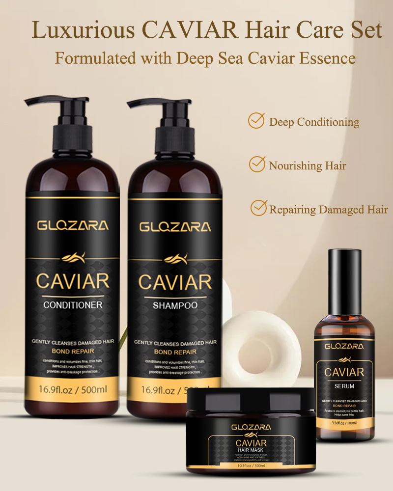 Private Label Luxury Salon Hair Care Treatment Caviar Essence Anti Frizzy Hair Deep Sea Caviar Shampoo and Conditioner
