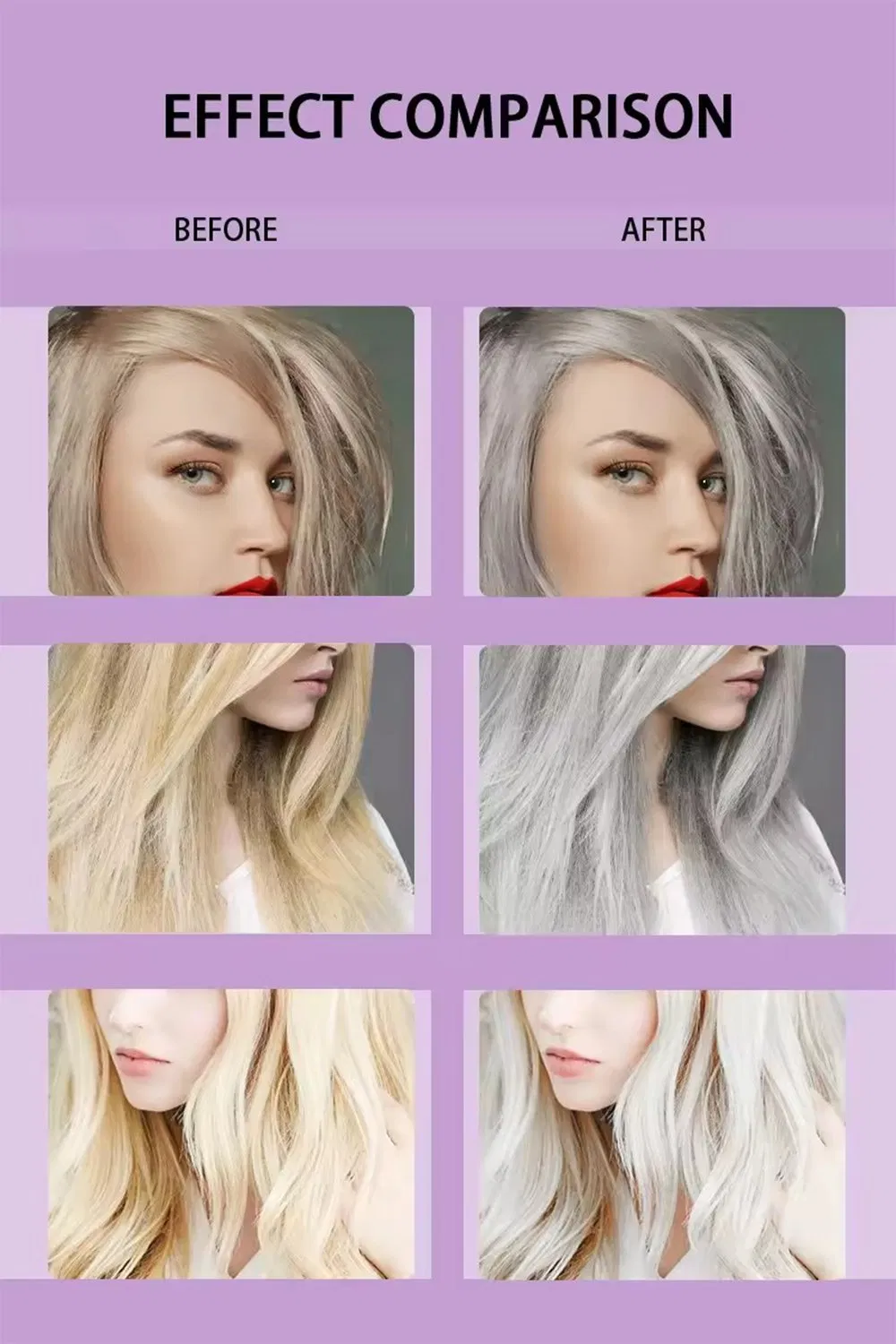 300ml Professional Silicone Free Sulfate Free Color-Protection No Yellow Color Purple Shampoo