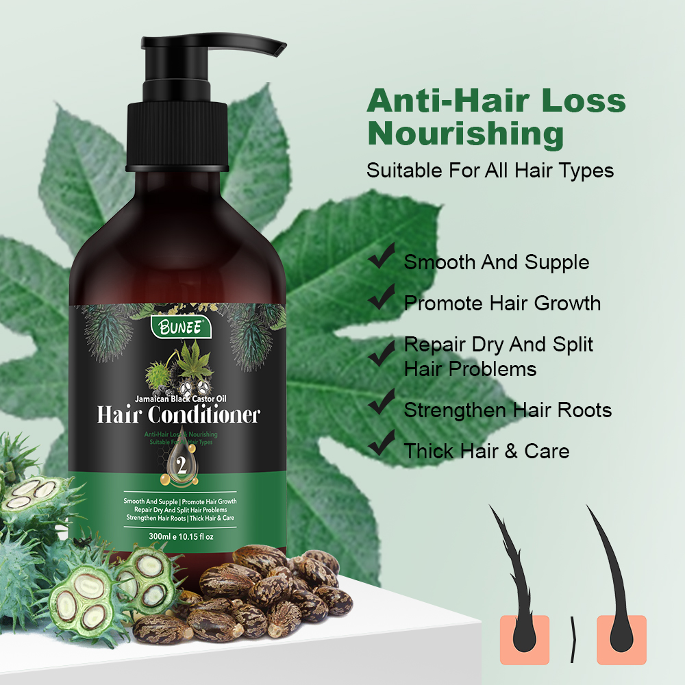 Oem Wholesale Hair Treatment Organic Moisture Jamaican Black Castor Oil Shampoo And Conditioner Set For Anti Hair Loss
